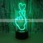 Valentines Day Gift Acrylic 3d Lamp Love 7 color change Touch Light Fancy Led Desk Lamp