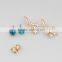 Fashional Gold Color stud earrings charming style Flower type arete pendiente para dama de calidad