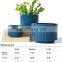 Outdoor Large Big Blue Garden Round Cylinder Ceramic Planter Plant Flower Pots With Drainage Hole