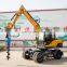 8ton Wheel Excavator With Brake Hammer Attachment Diesel Engine Excavators