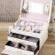 White Leather Jewelry Box,Cosmetic Jewelry Travel Case, Lock Jewelry Storage Case Organizer