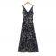 2025 Spring/Summer New European and American Style Women's Fashion Sexy Spicy Girl Waist Collection Printed Dress