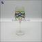 Hand blown painted wine glass