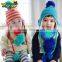 Fashion Korean Baby Kids Boys Girls Stripe Knitted Earflap Winter Hat Scarf Set