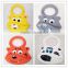 FDA approval Customized Printing cartoon Animal Patterns Kids waterproof silicone bibs with Large button size
