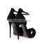 Latest Hot High Heel Sexy Sandals Ladies Black Satin Bowknot Decoration Low Platform Spanish Women Heels Sandals Wholesale