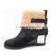 ladies fur lined wedge heel boots fashion brand ankle boot brown