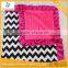 Personalized Black Chevron Hot Pink Ruffled Baby Blanket In Handmade