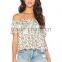 chinese wholesale Sexy short sleeves floral printed ladies shirt