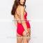 new fashion swimwear for womens plain red lace crochet swimsuit
