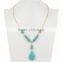 Gold-plated multilayer thin chain turquoise beaded necklace pendant necklace