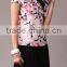 Pretty Steps 2016 elegant ladies casual printed short sleeve summer blouses high quality round collar blouse for women