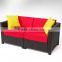 7 pcs Luxury Wicker Patio Sectional- Red Cushion