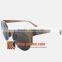 Half rim wood brown lens round sunglasses