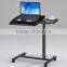 Black Laptop Cart, Computer Stand With Adjustable Table Top And Casters