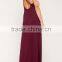 High quality women sexy spaghetti strap deed v neck crochet maxi evening dress