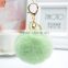 Myfur Fashion Design Factory Wholesale Rabbit Fur Plush Keychain Pom Pom Keychain With Gold Plated Key Holder