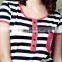 Wholesale fashion summer stripe designed 1 pc pajama for women