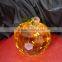 Yellow Optical K9 Crystal Round-polished Apple With Stand for Business Souvenirs;Decorative Luxuriant Apple Award Paperweight