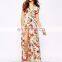 China wholesale Women clothing summer dresses for women cap sleeve long maxi dress floral printed evening dress for seniors 2015