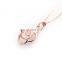 New 3D Wholesale Rose Gold Beautiful Jewelry Hollow Opal Rose Flower Shaped Pendant Necklace Designs For Woman