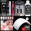 UV nail art kit with 24w led lamp poly gel set with base coat and top coat gel nail polish kit