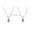 Fashion S925 Sterling Silver Jewelry Ocean Heart Birthstone Pendant Crystal Women Necklace