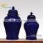 Large Chinese Hand Maded Ceramic Porcelain Antique Dark Blue Ginger Jars