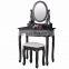 Black Dressing Table with Mirror and Stool