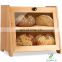2 Layer Wooden Bread Boxes for Kitchen Large Bamboo Bread Box for Kitchen Countertop Farmhouse Bread Holder with Clear Window