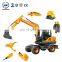 Hengwang HW75 Construction Machinery Parts Small Excavators Wheel Excavato With Attachments Rock Drill Auger
