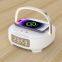 Quick Charge 15W Desktop speaker 3 In 1 Charger Digital Alarm Clock Wireless Charger With LED Light