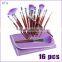 16 PCS Eyeshadow Concealer Blush Make Up Makeup Brush Set with Purple Pouch Bag