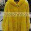 emk1460 yellow red real mink fur coat with hood