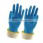 blue&yellow coller dip flock lined household latex glove/Multi-use rubber glove