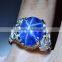 13x10 MM Blue Star Sapphire Ring Lab-Created Sterling Silver 92.5 Size 6.75