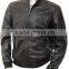 Men's Leather Bomber Jacket in Black: