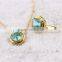 hot sale jewellery set 18K gold plated 925 sterling silver precious natural topaz gemstone pendant ring jewelry set