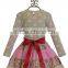 Hot sale christmas red clothing ruffle stripe lace decorative pattern flower girl dress