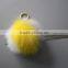 Custom Cute Real fox 2016 fashion fox fur ball keychains real fox fur ball car key chain with leather