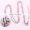 Bling Bling Hip Hop Jewelry Metal Zinc Alloy Crystal Black Enamel Sport Basketball Pendants Necklace