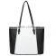 Fashion Style White and Black Strips pu Leather Tote Bag