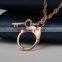 Hot Heart Key Pendant Necklace Cz Stone rose gold Plated Floating Charm Wedding Necklaces for Women