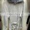Fashion knitted woolen cape with silver fox fur trim