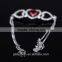 Nes Design silver Bracelet Heart shape fuchsia CZ Box chain Bracelet with 925 sterling silver charms fashion bracelets 2016 FB02