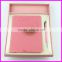 Pink color luxury design crystal ball pen and notebooks gift set for women