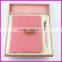 Pink color luxury design crystal ball pen and notebooks gift set for women