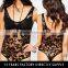 Black Mesh Fabric Women Sexy Transparent Bodysuit With Emborided