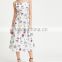 Guangzhou Clothing OEM White Spaghetti Strap Cute Print Polyester Slip Dress