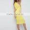 2017 Summer Women Sexy Tight Dress Yellow One Sleeve Asymmetric Midi Dress HSm9161